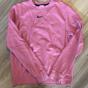 Nike Pink Glitter Crewneck Sweatshirt with Black Swoosh